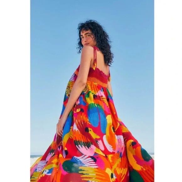 FARM Rio Dresses & Skirts - FARM RIO NWT Macaw Party Crochet Coverup Midi Dress Size S